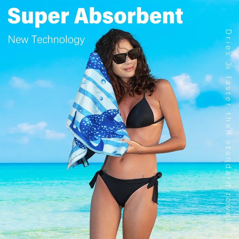 Widdonen Lightweight Thin Microfiber Beach Towel Sand Free Quick Dry Absorbent Compact Soft Pool Swim Travel Towels Extra Large Oversized Beach Accessories Packable Essentials Stuff Gifts for Adult 32*71 Inch - Image 5